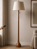 65" Mid Century Real Wood Floor Lamp with Remote
