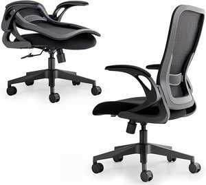 Foldable Ergonomic Mesh Office Chair with Flip-Up Arms