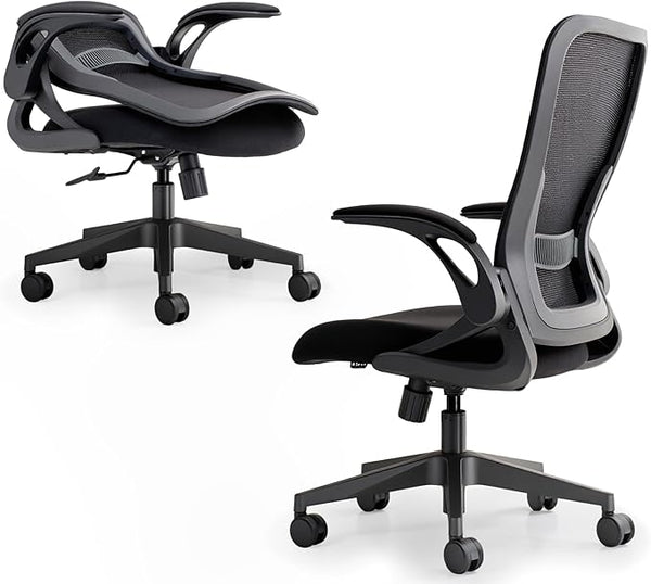 Foldable Ergonomic Mesh Office Chair with Flip-Up Arms