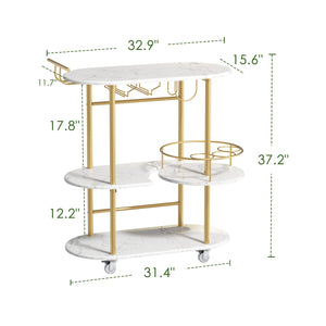 4-Tier Rolling Bar Cart with Wine Rack & Glass Holder
