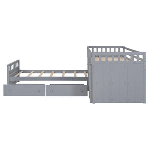Twin Loft & Platform Bed with 7 Storage Drawers