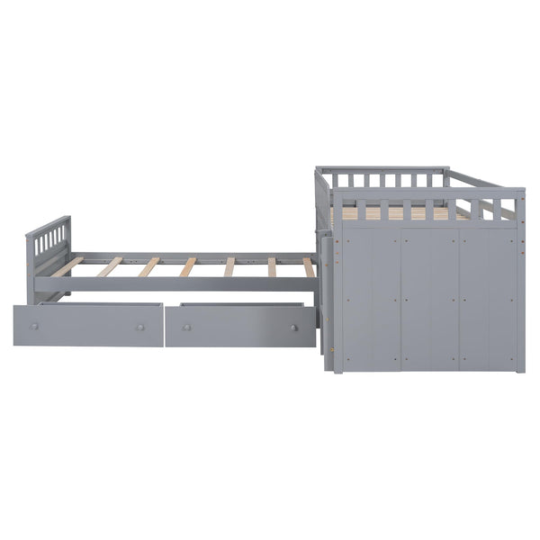 Twin Loft & Platform Bed with 7 Storage Drawers