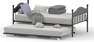 Twin Metal Daybed with Trundle and Headboard