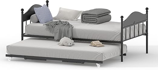 Twin Metal Daybed with Trundle and Headboard