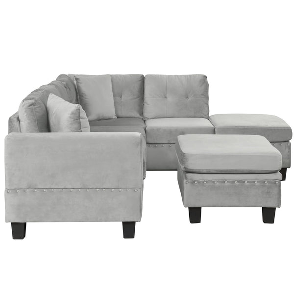 L-Shaped Sectional Sofa with Storage Ottoman & Reversible Chaise
