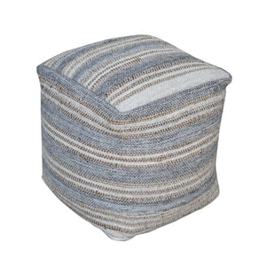 Square Wool Pouf Ottoman – 18" Cube Footstool