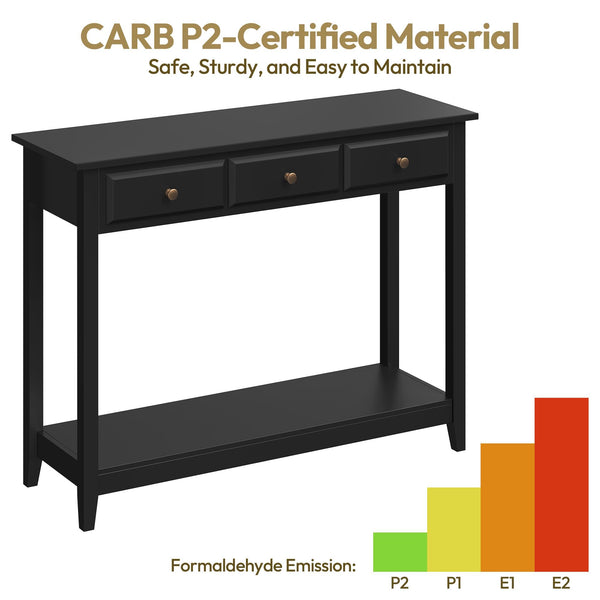 Console Table with 3 Drawers and Storage Shelf