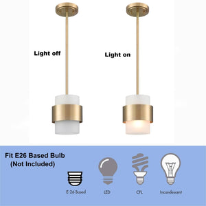 Modern Gold Pendant Light Fixture with Frosted Glass Shade