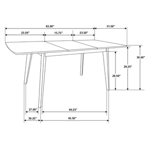 63-Inch Extendable Dining Table with Butterfly Leaf