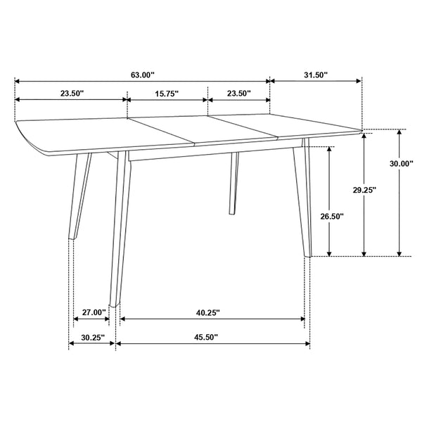 63-Inch Extendable Dining Table with Butterfly Leaf