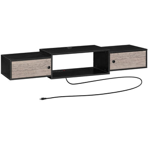 55" Floating TV Stand with Power Outlets & Doors