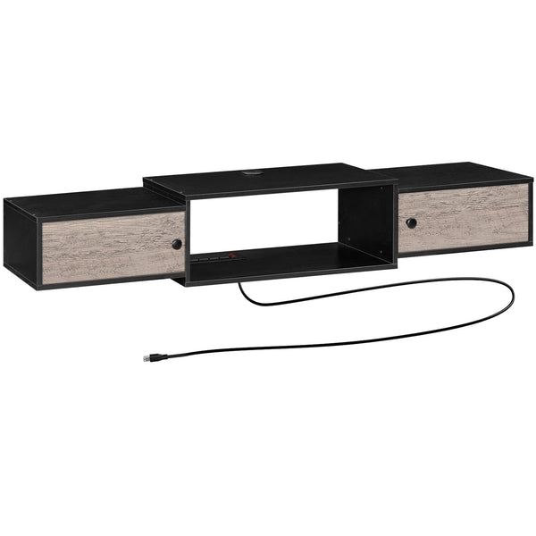 55" Floating TV Stand with Power Outlets & Doors