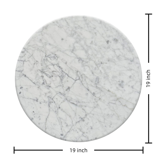 Marble Round End Table with Gold Metal Frame