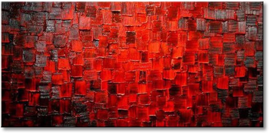 Red Abstract Canvas Wall Art – Framed Oil Painting
