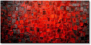 Red Abstract Canvas Wall Art – Framed Oil Painting