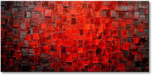 Red Abstract Canvas Wall Art – Framed Oil Painting