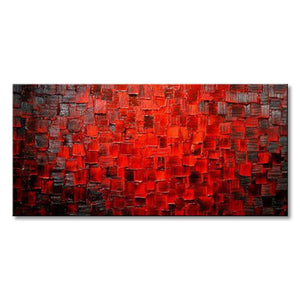 Red Abstract Canvas Wall Art – Framed Oil Painting