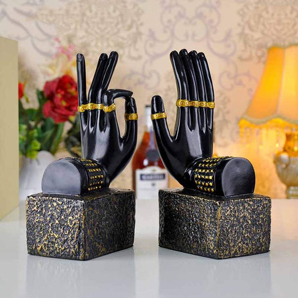 Resin Bergamot Decorative Bookends – Black, Set of 2