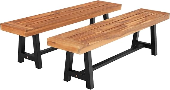 63" Acacia Wood Outdoor Bench