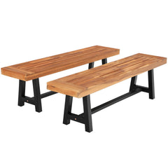 63" Acacia Wood Outdoor Bench