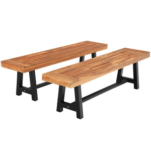 63" Acacia Wood Outdoor Bench