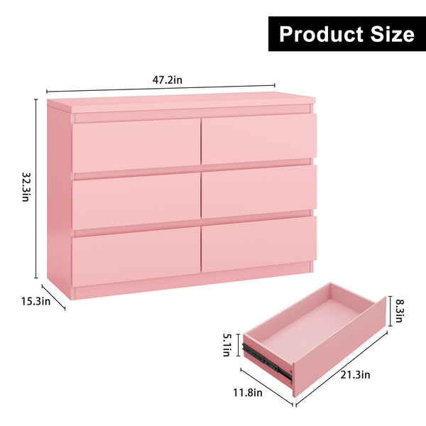 6-Drawer Dresser with Metal Rails