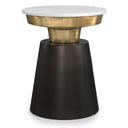 Round Marble Top Accent Side Table with Metal Base
