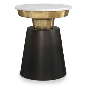 Round Marble Top Accent Side Table with Metal Base