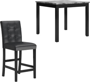 Counter Height Dining Table Set with 4 Upholstered Bar Stools