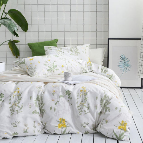 Botanical Comforter Set Queen – 100% Cotton Floral Bedding