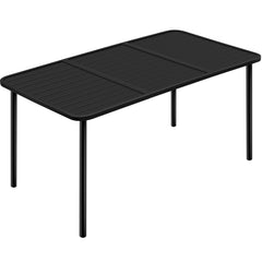 Rectangular Slatted Metal Outdoor Dining Table for 6