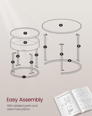 Round Nesting Coffee Tables Set of 2 with Hidden Storage