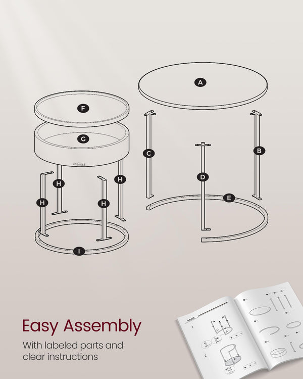 Round Nesting Coffee Tables Set of 2 with Hidden Storage