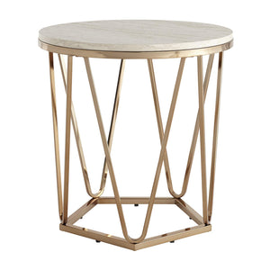 Round Faux Travertine End Table