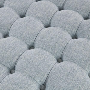 Round Button-Tufted Ottoman with Pleated Skirt