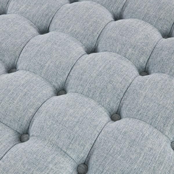 Round Button-Tufted Ottoman with Pleated Skirt