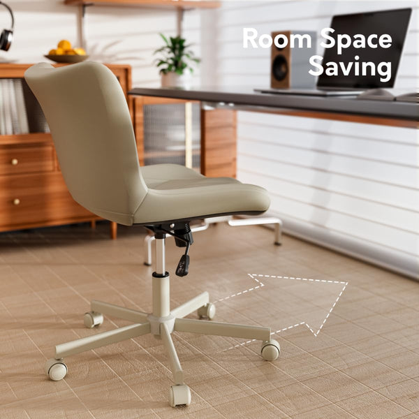Armless Adjustable Desk Chair – PU Leather, Memory Foam Seat