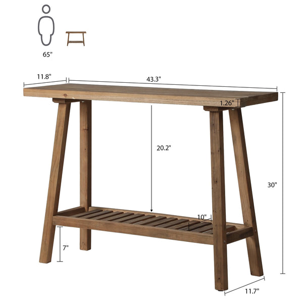 Reclaimed Wood Console Table with 2-Tier Storage
