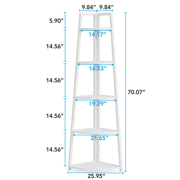 5-Tier Corner Shelf, 70" Tall