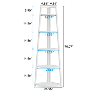 5-Tier Corner Shelf with Metal Frame