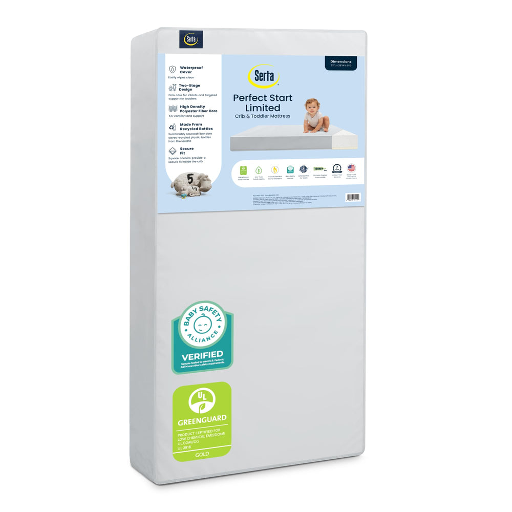 Firm Fiber Core Crib & Toddler Mattress – Dual Sided, Waterproof, GREENGUARD Gold Certified