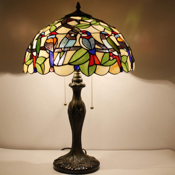 Tiffany Stained Glass Table Lamp – Double Birds
