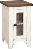 Farmhouse Chairside End Table with Cabinet Door