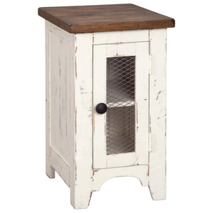 Farmhouse Chairside End Table with Cabinet Door