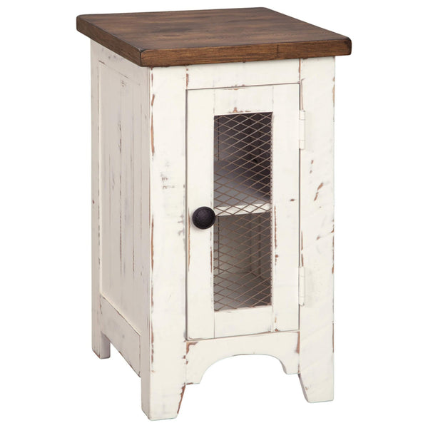 Farmhouse Chairside End Table with Cabinet Door