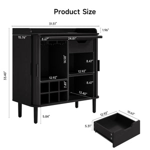 Mid-Century Modern Bar Cabinet with Charging Station