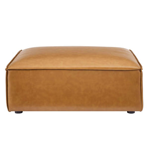 Vegan Leather Sectional Sofa Ottoman – Tan