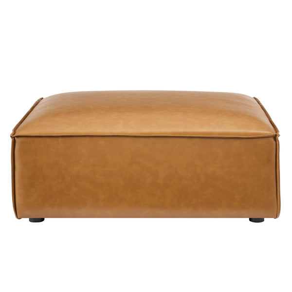 Vegan Leather Sectional Sofa Ottoman – Tan