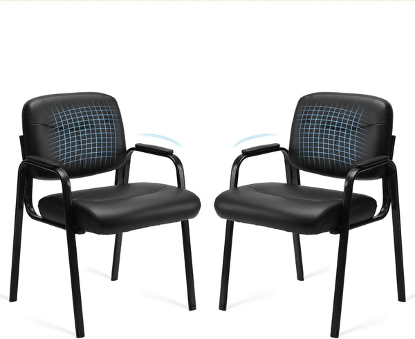 Leather Reception Chair with Padded Arms – No Wheels