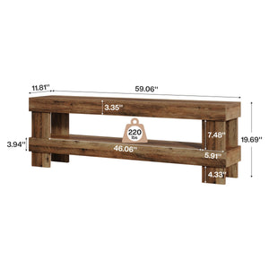 59" Entryway Shoe Bench with Storage Shelf